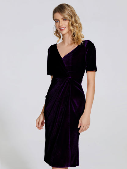 Kendall Midi Sheath Velvet Bridesmaid Dress