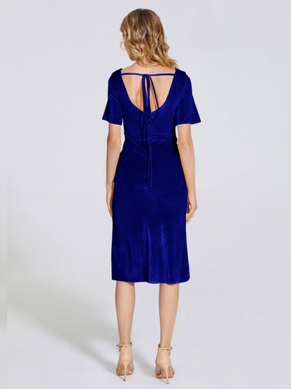 Kendall Midi Sheath Velvet Bridesmaid Dress