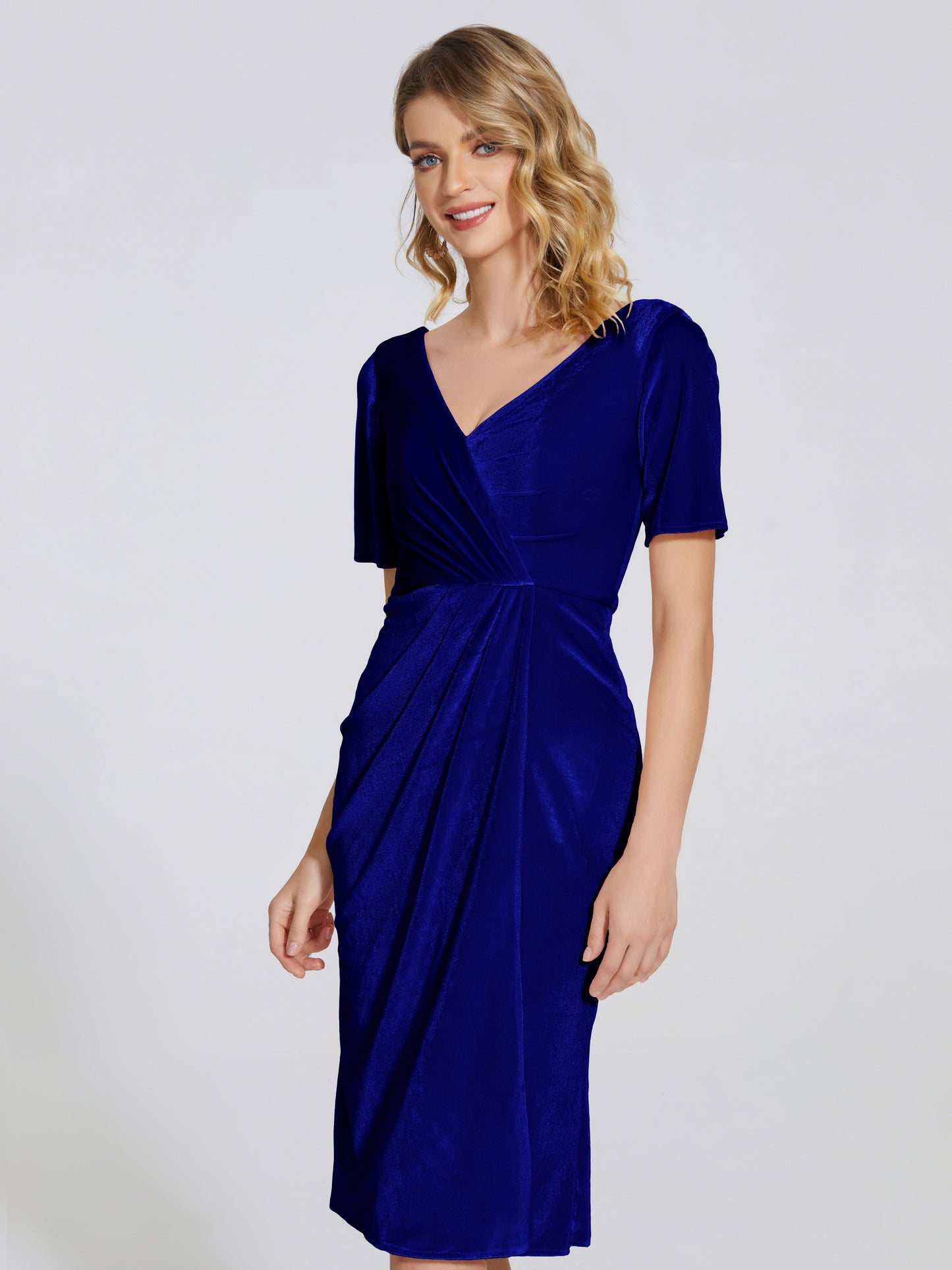 Kendall Midi Sheath Velvet Bridesmaid Dress