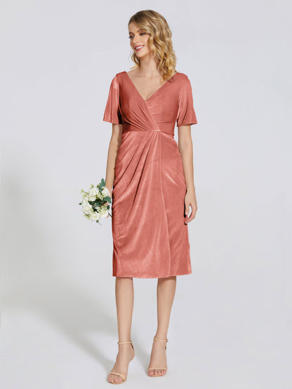 Kendall Midi Sheath Velvet Bridesmaid Dress