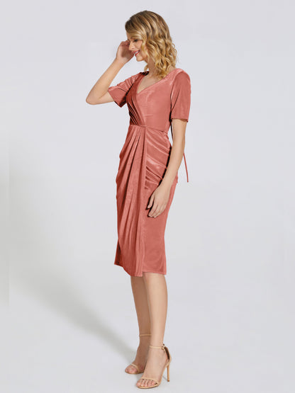 Kendall Midi Sheath Velvet Bridesmaid Dress