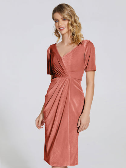 Kendall Midi Sheath Velvet Bridesmaid Dress