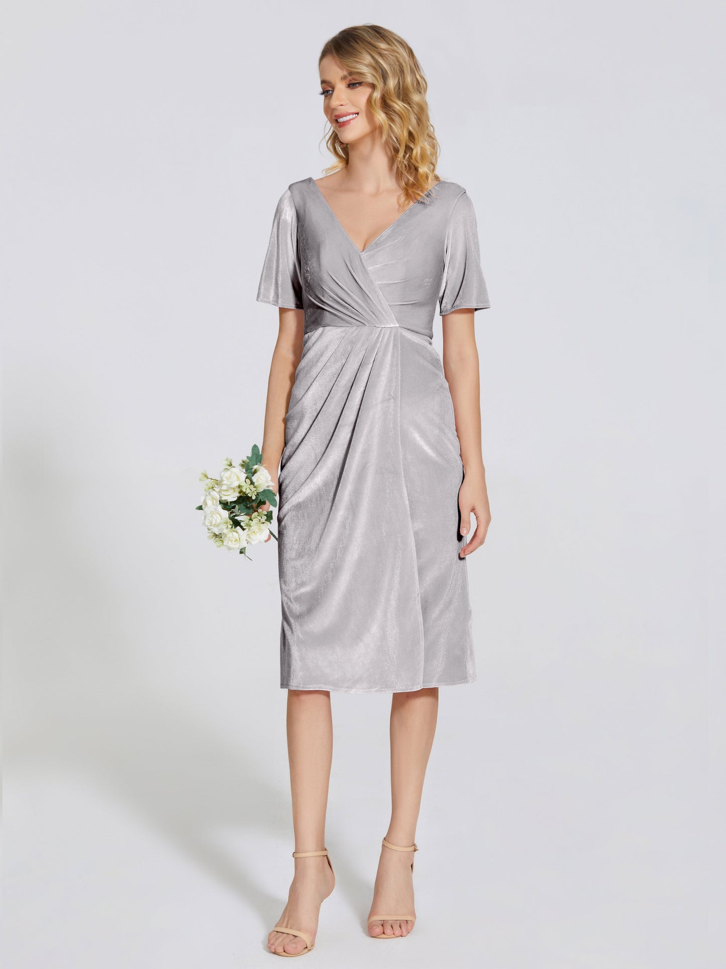 Kendall Midi Sheath Velvet Bridesmaid Dress