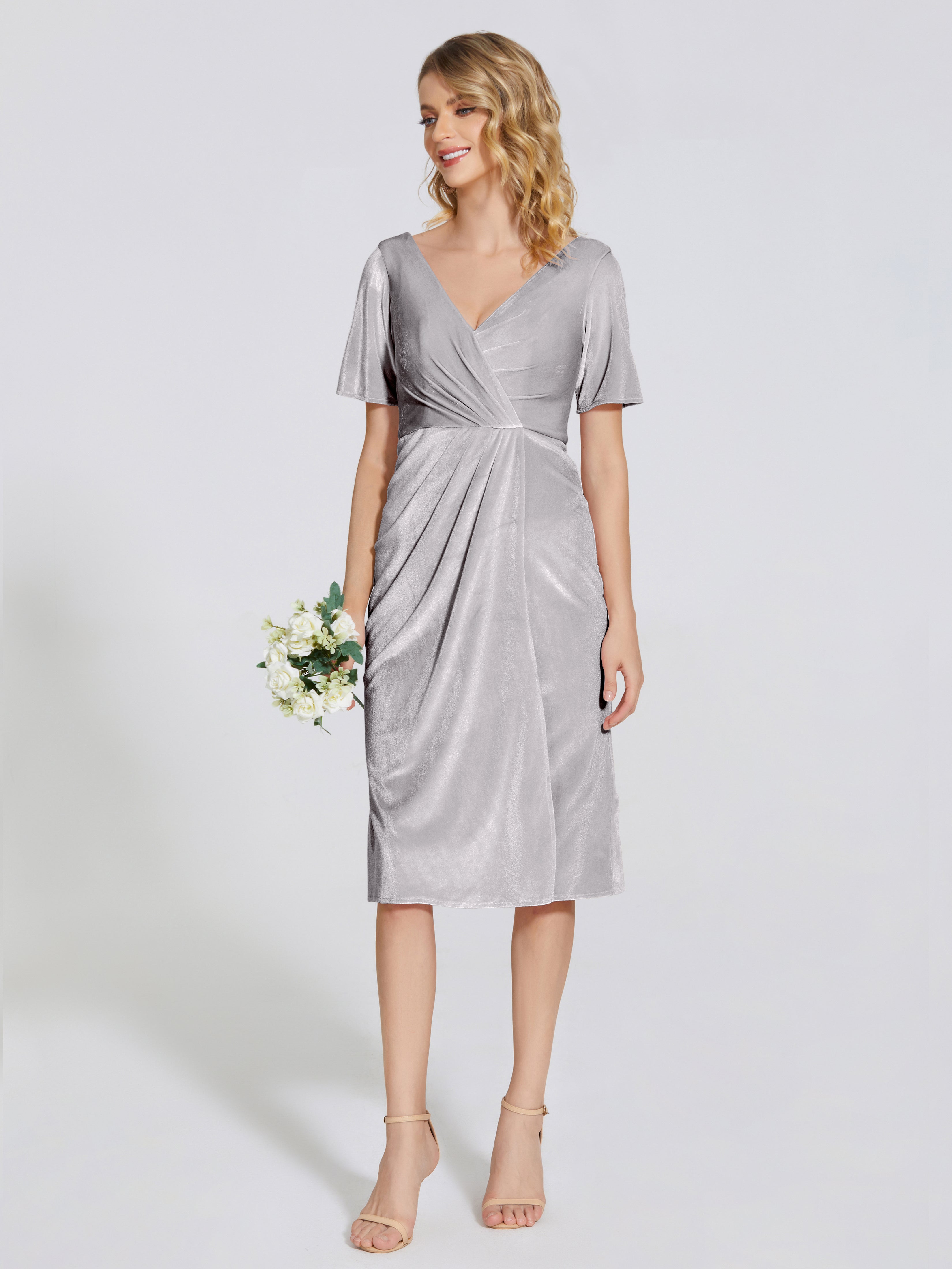 Kendall Midi Sheath Velvet Bridesmaid Dress
