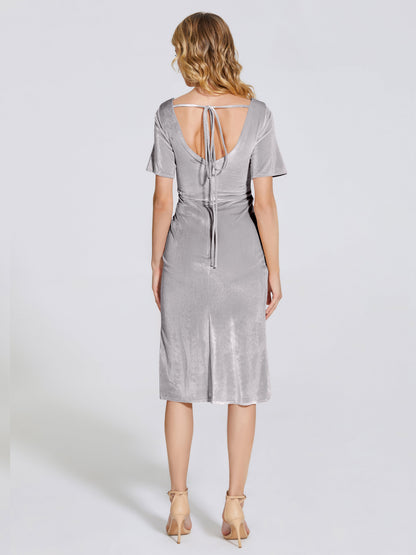Kendall Midi Sheath Velvet Bridesmaid Dress