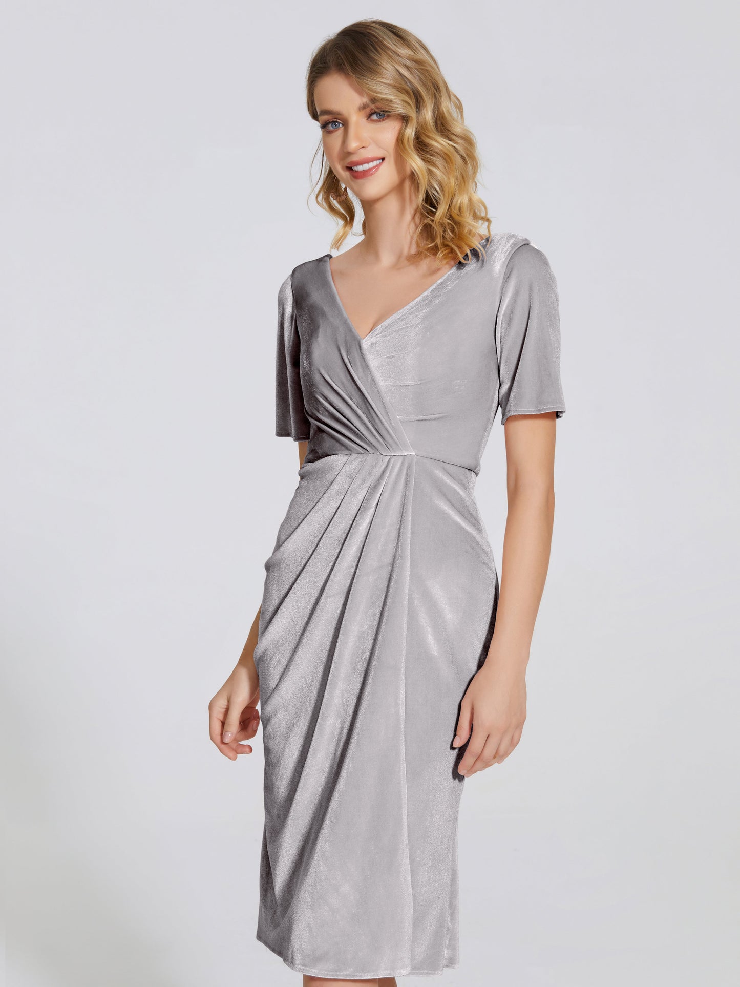 Kendall Midi Sheath Velvet Bridesmaid Dress