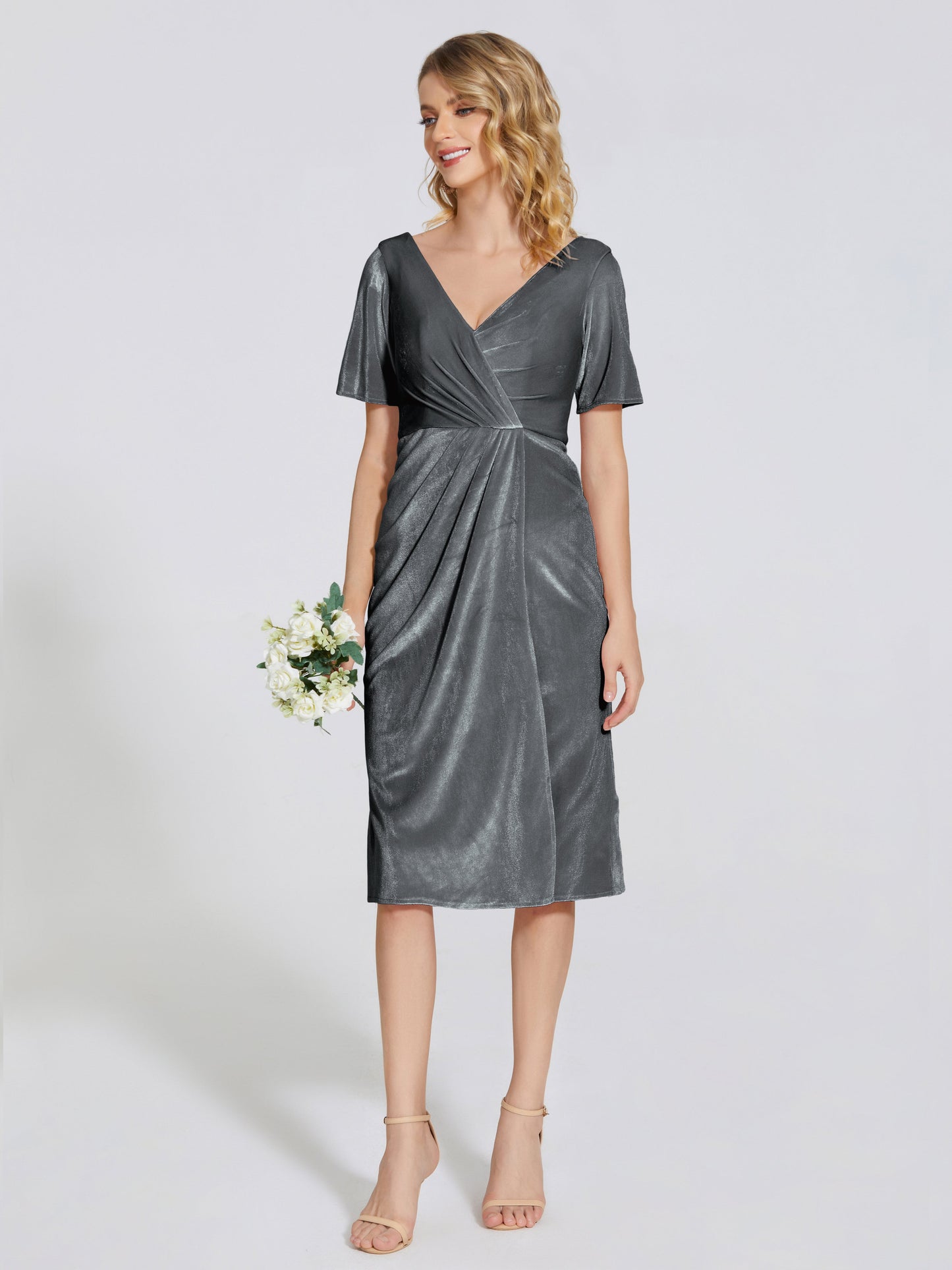 Kendall Midi Sheath Velvet Bridesmaid Dress