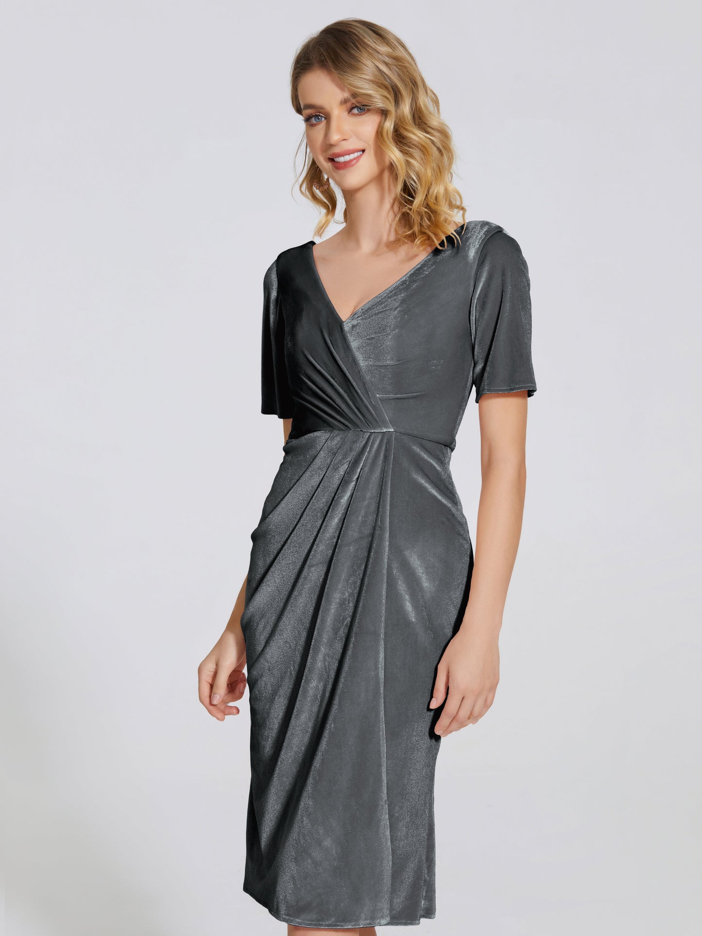 Kendall Midi Sheath Velvet Bridesmaid Dress