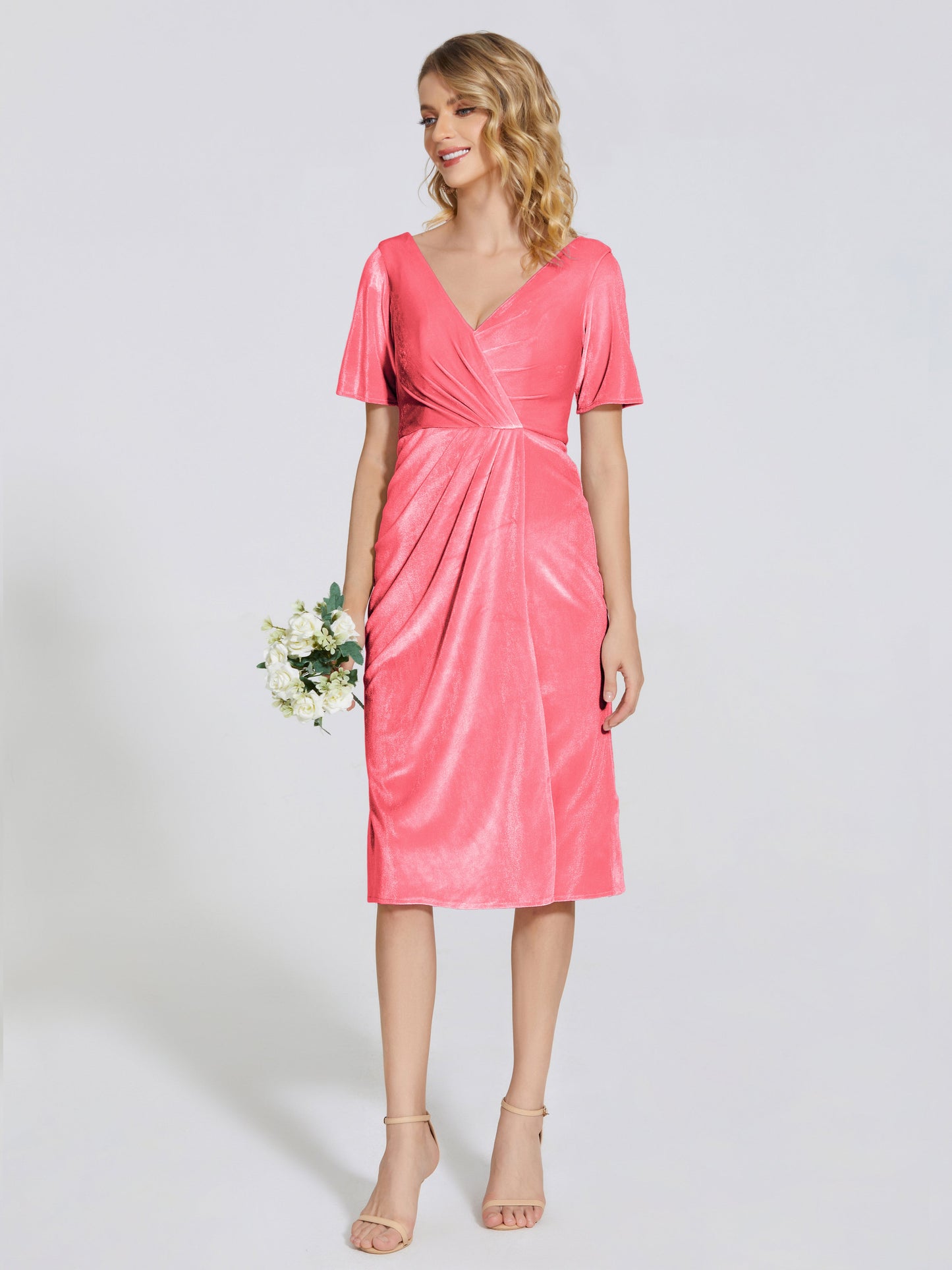 Kendall Midi Sheath Velvet Bridesmaid Dress