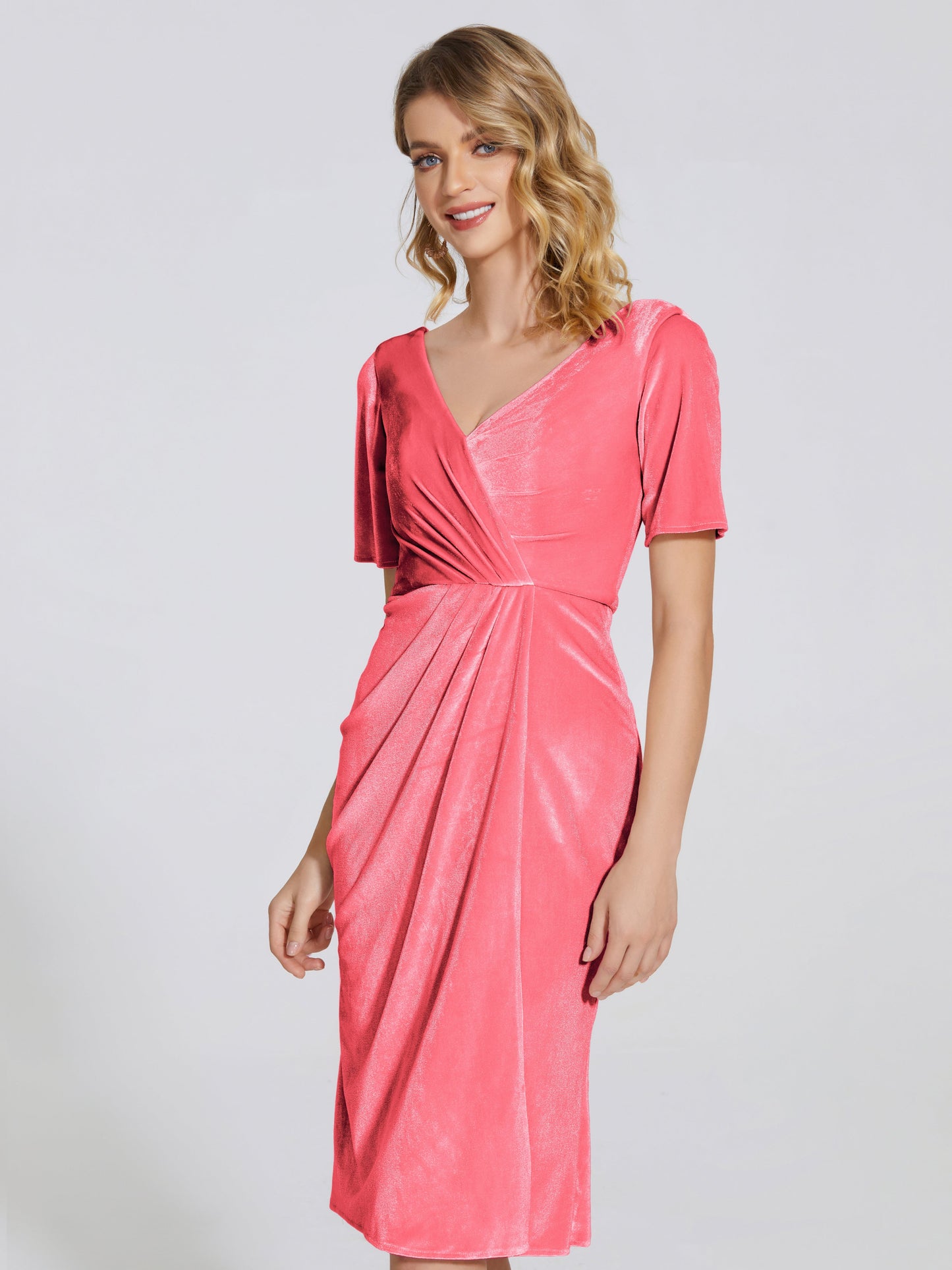 Kendall Midi Sheath Velvet Bridesmaid Dress
