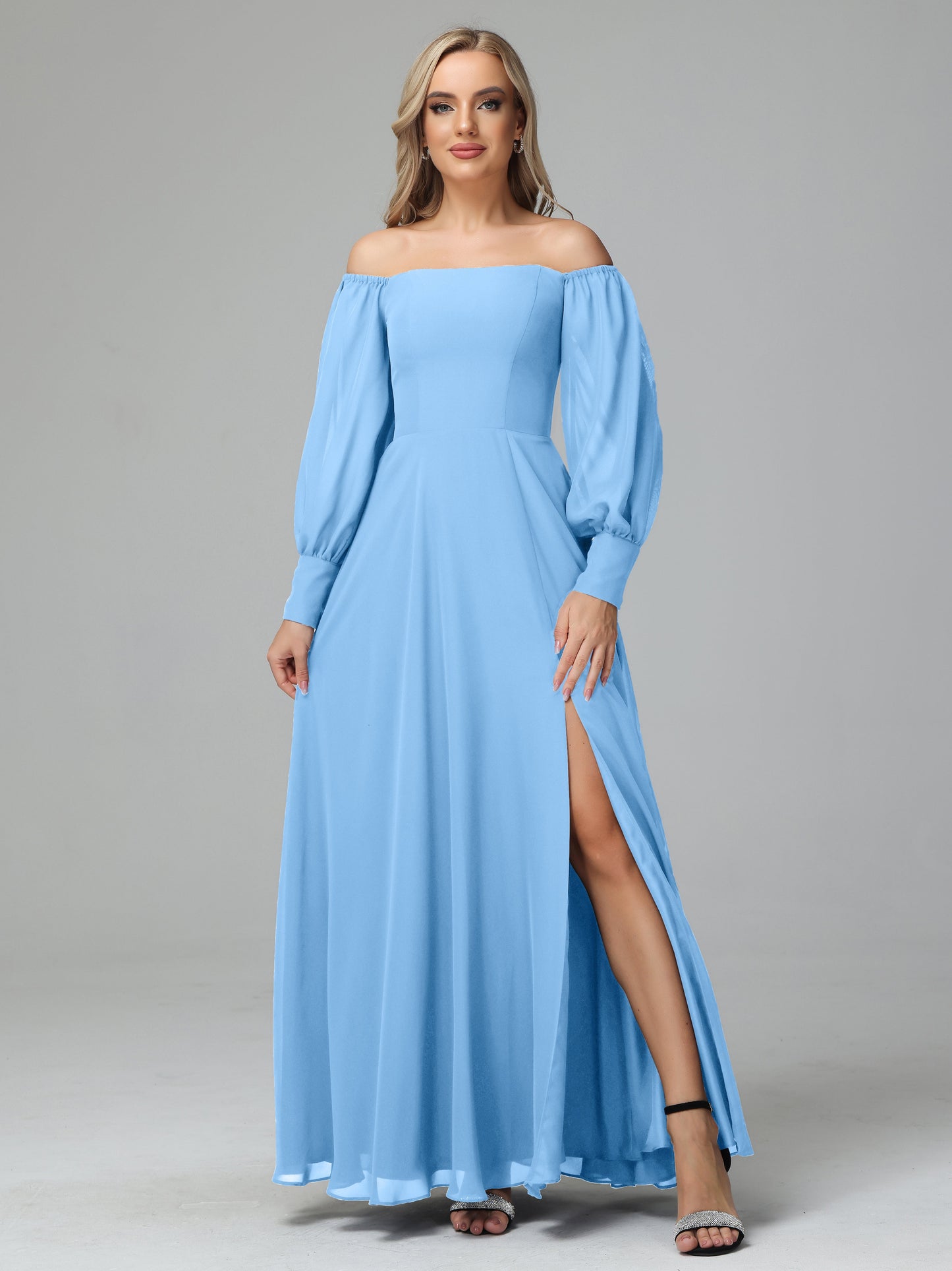 Mirabelle Off Shoulder Long Sleeves Chiffon Bridesmaid Dresses