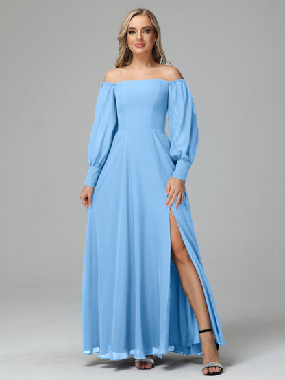 Mirabelle Off Shoulder Long Sleeves Chiffon Bridesmaid Dresses