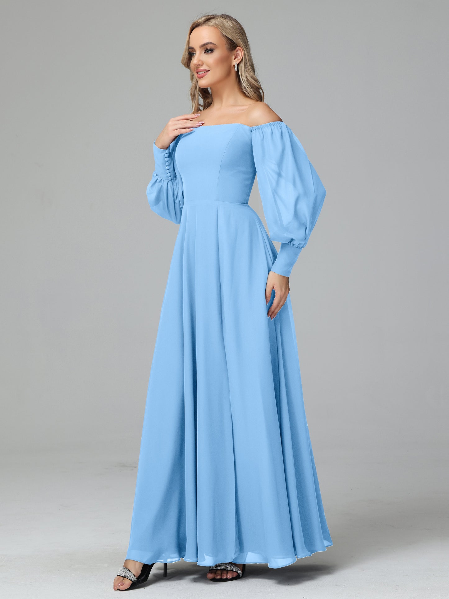Mirabelle Off Shoulder Long Sleeves Chiffon Bridesmaid Dresses