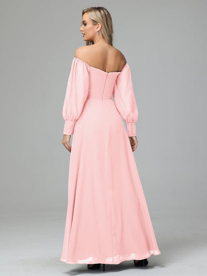 Mirabelle Off Shoulder Long Sleeves Chiffon Bridesmaid Dresses