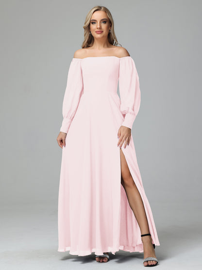 Mirabelle Off Shoulder Long Sleeves Chiffon Bridesmaid Dresses