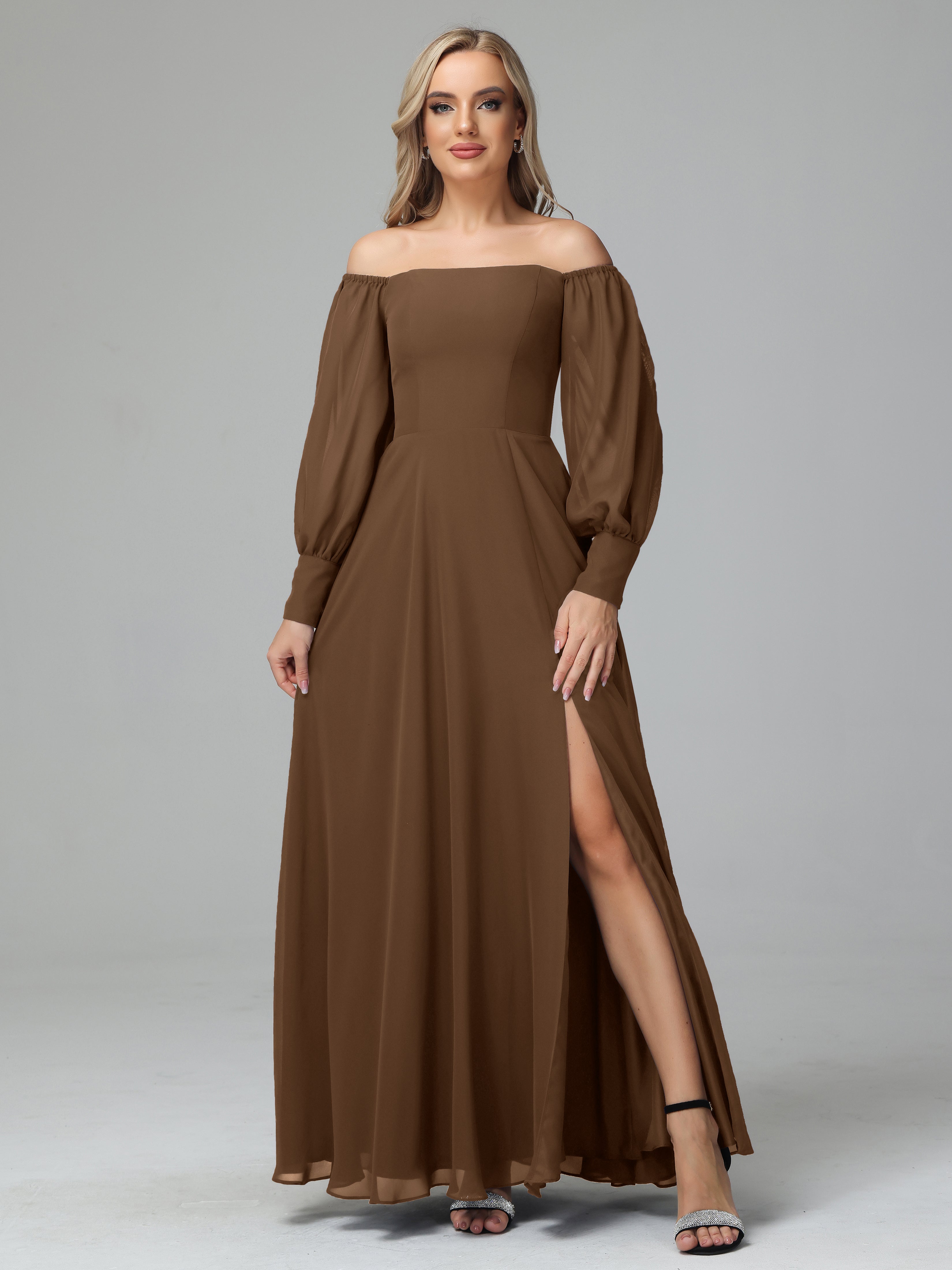 Mirabelle Off Shoulder Long Sleeves Chiffon Bridesmaid Dresses