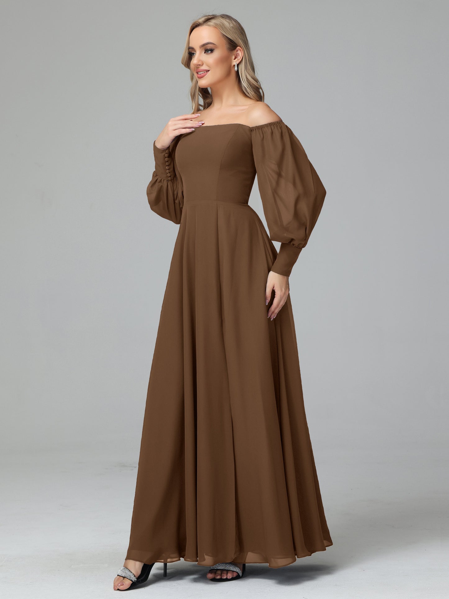 Mirabelle Off Shoulder Long Sleeves Chiffon Bridesmaid Dresses