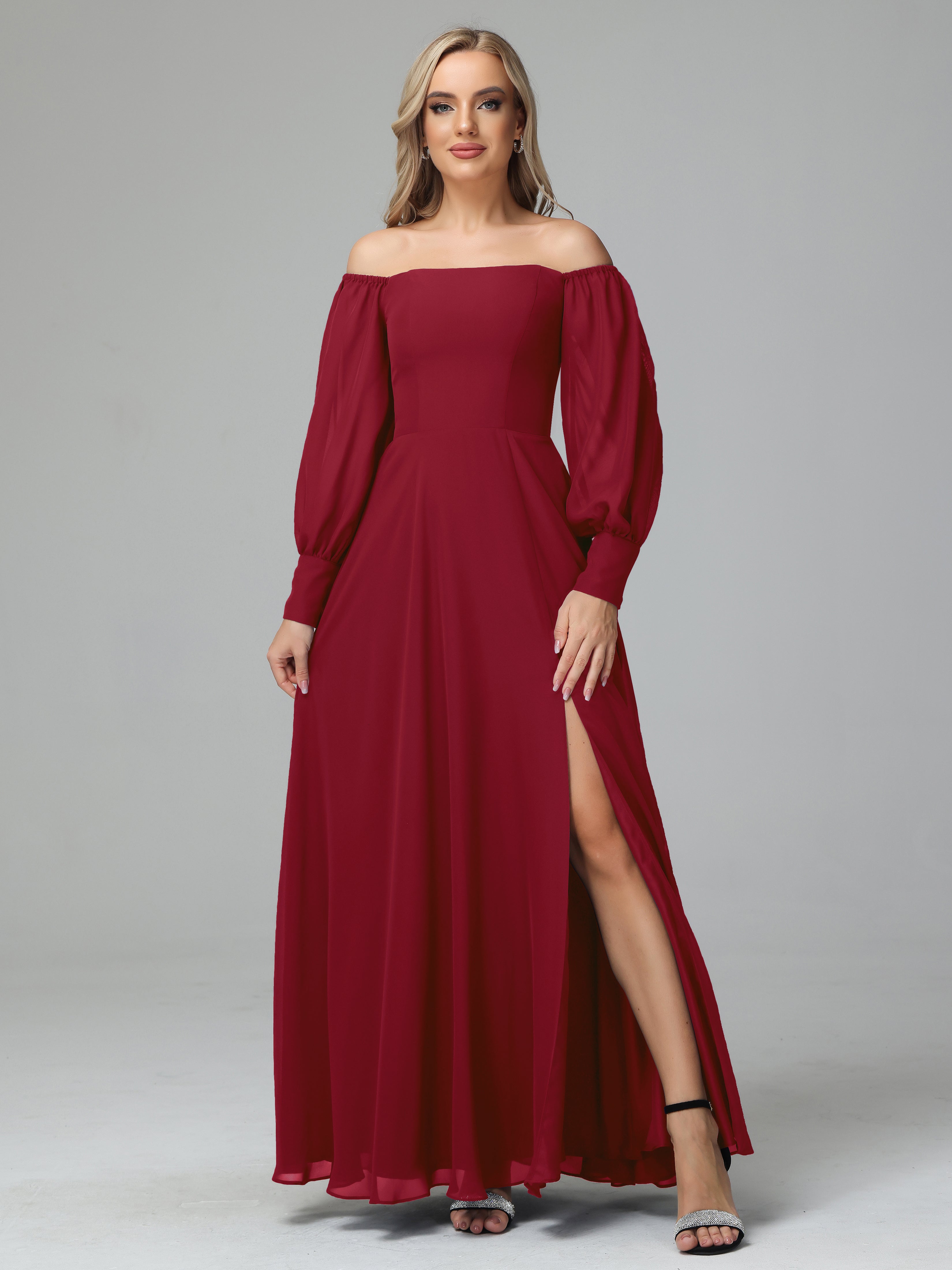 Mirabelle Off Shoulder Long Sleeves Chiffon Bridesmaid Dresses