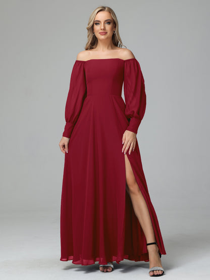 Mirabelle Off Shoulder Long Sleeves Chiffon Bridesmaid Dresses