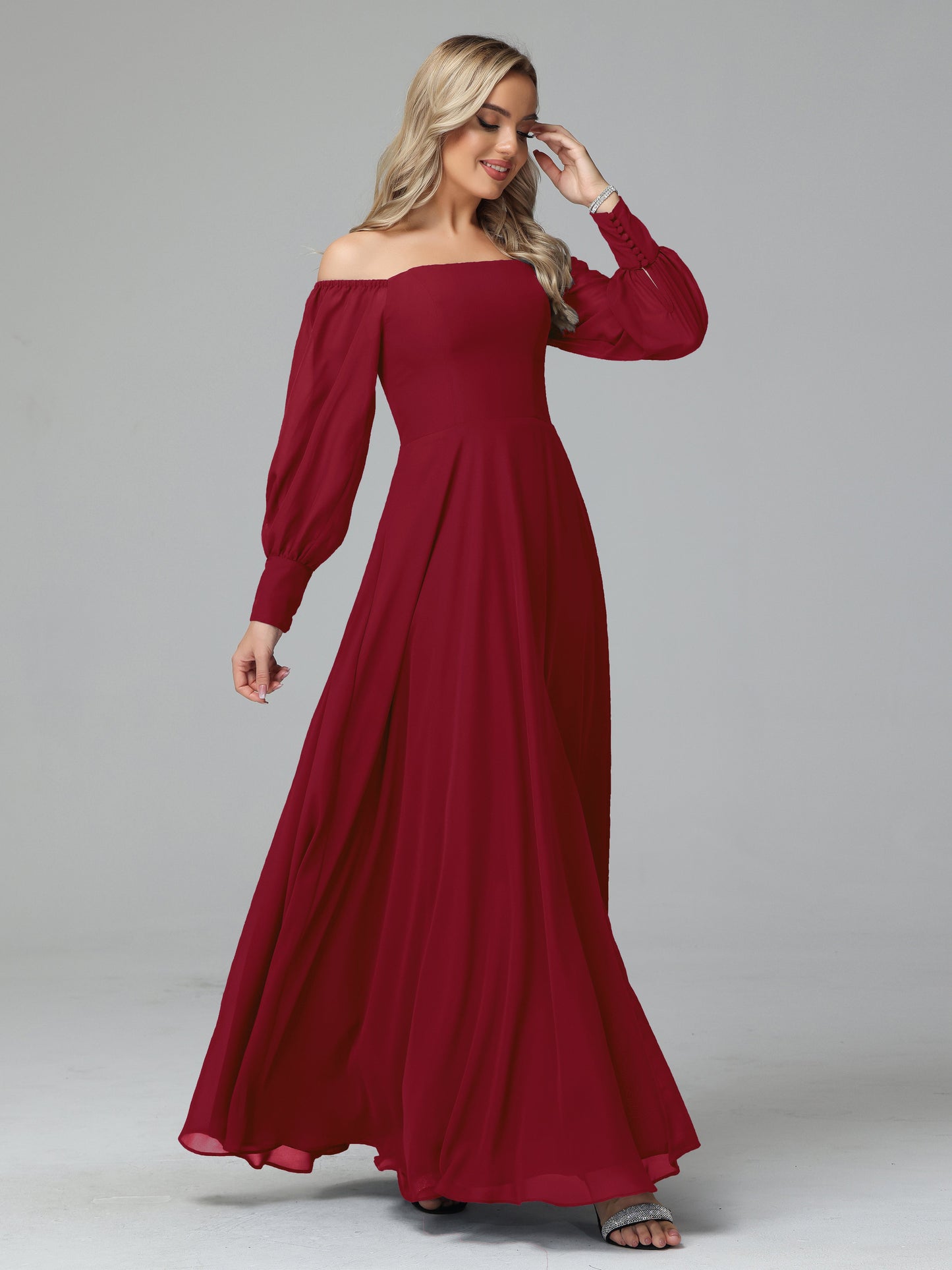 Mirabelle Off Shoulder Long Sleeves Chiffon Bridesmaid Dresses