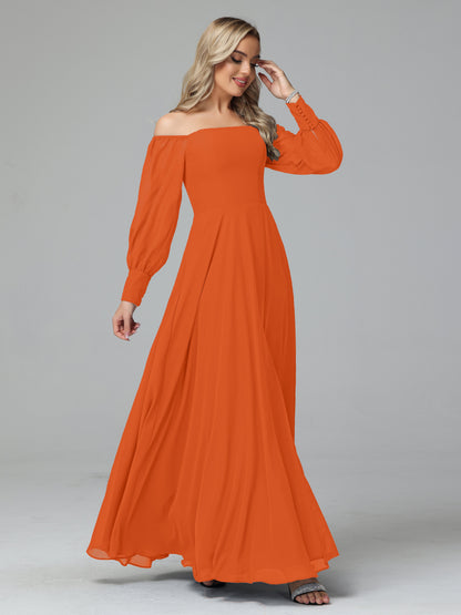 Mirabelle Off Shoulder Long Sleeves Chiffon Bridesmaid Dresses