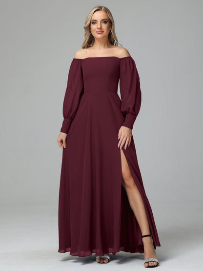 Mirabelle Off Shoulder Long Sleeves Chiffon Bridesmaid Dresses