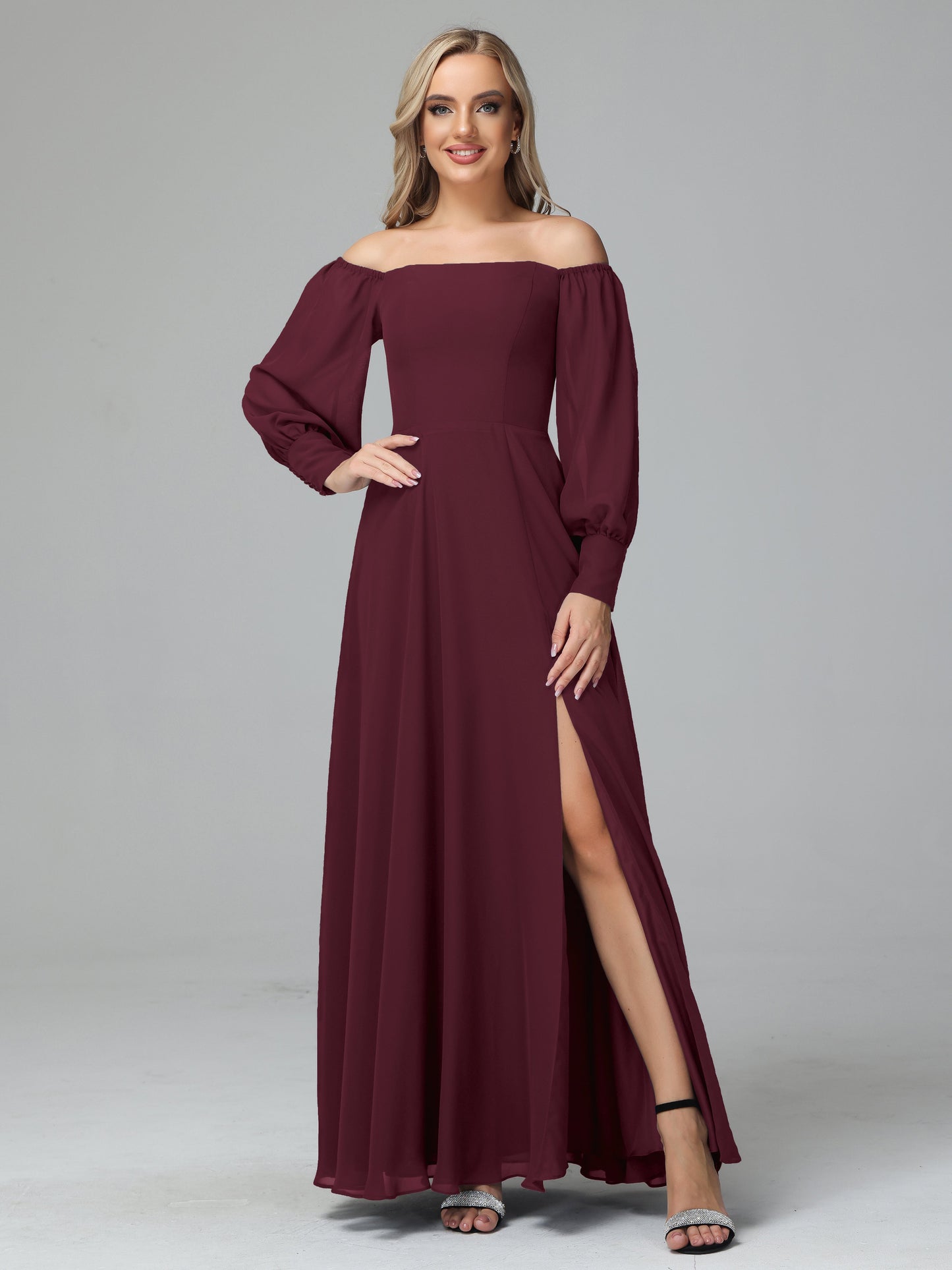 Mirabelle Off Shoulder Long Sleeves Chiffon Bridesmaid Dresses