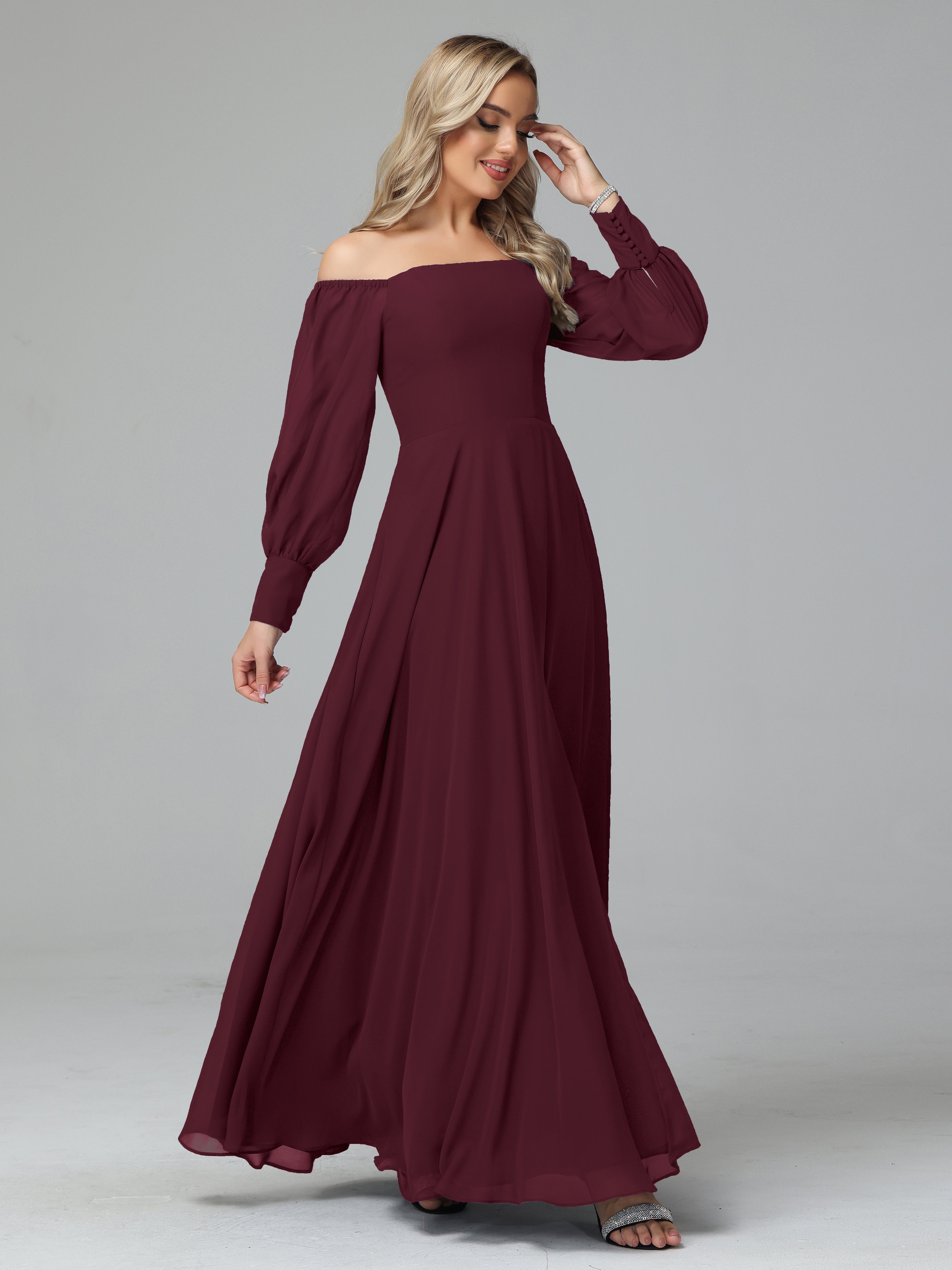 Mirabelle Off Shoulder Long Sleeves Chiffon Bridesmaid Dresses