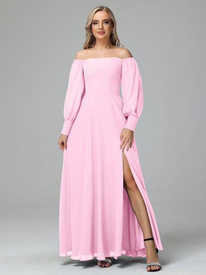 Mirabelle Off Shoulder Long Sleeves Chiffon Bridesmaid Dresses