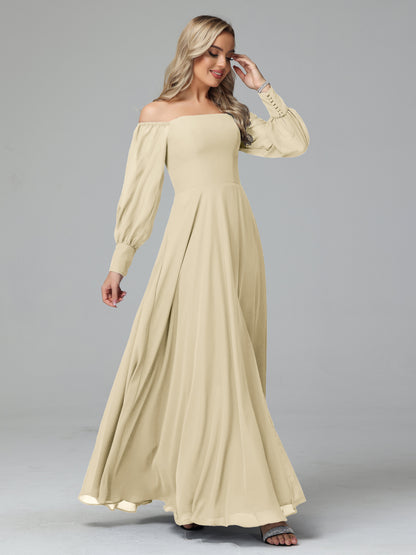 Mirabelle Off Shoulder Long Sleeves Chiffon Bridesmaid Dresses