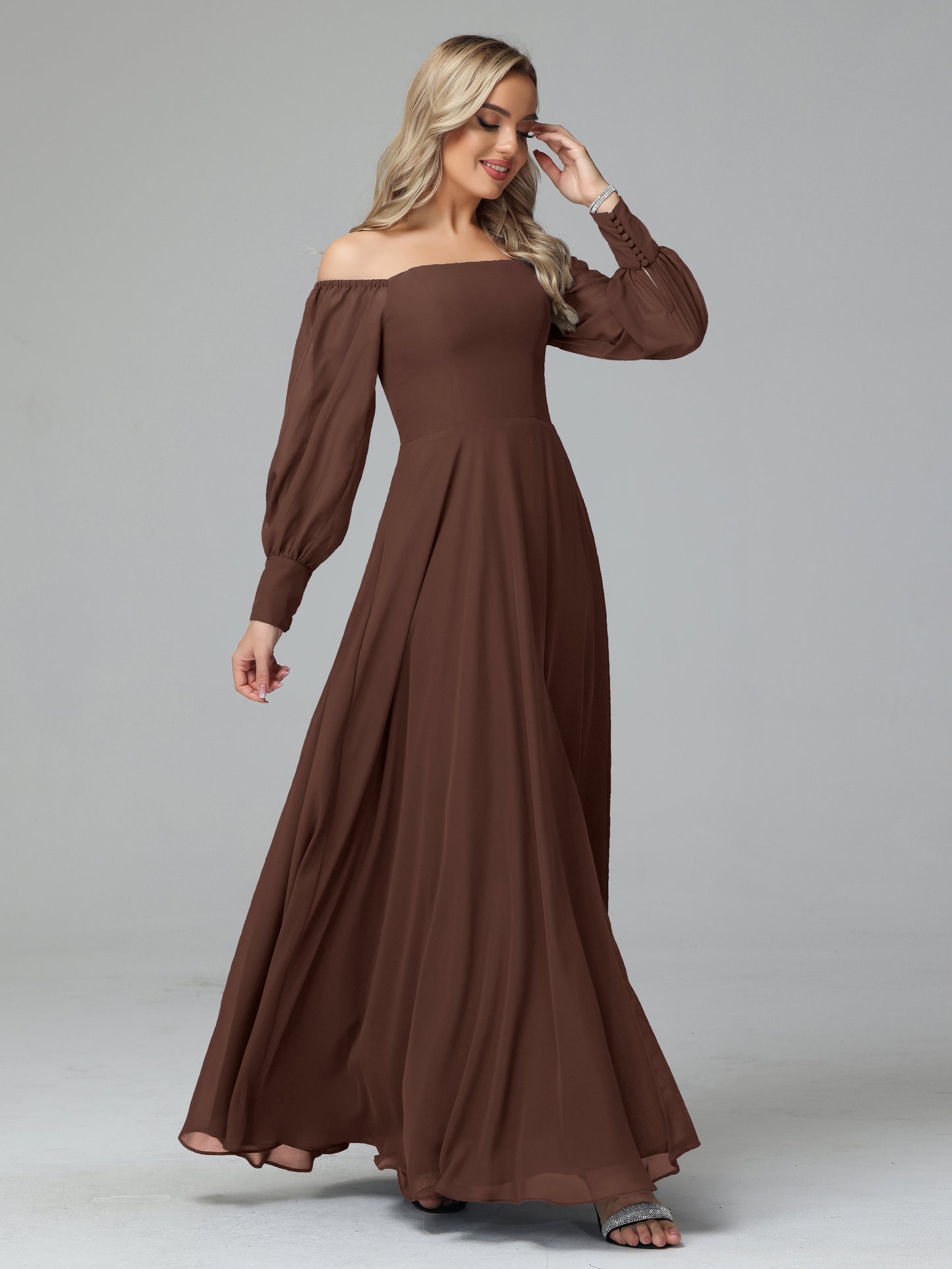 Mirabelle Off Shoulder Long Sleeves Chiffon Bridesmaid Dresses