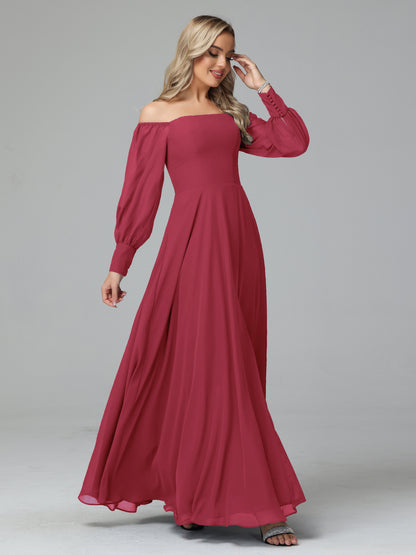 Mirabelle Off Shoulder Long Sleeves Chiffon Bridesmaid Dresses