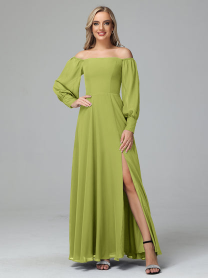 Mirabelle Off Shoulder Long Sleeves Chiffon Bridesmaid Dresses