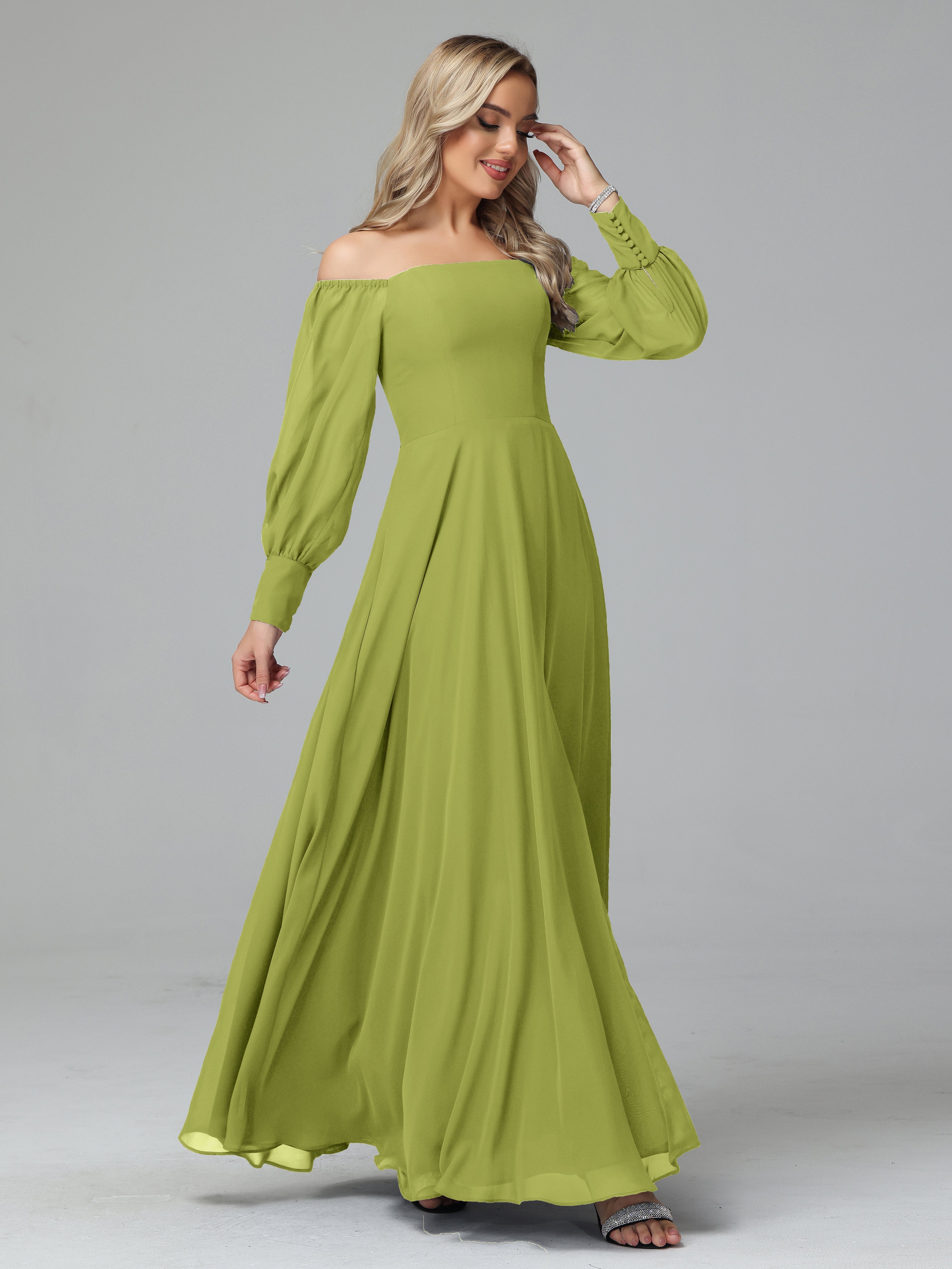 Mirabelle Off Shoulder Long Sleeves Chiffon Bridesmaid Dresses