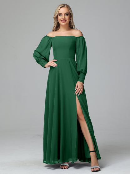 Mirabelle Off Shoulder Long Sleeves Chiffon Bridesmaid Dresses
