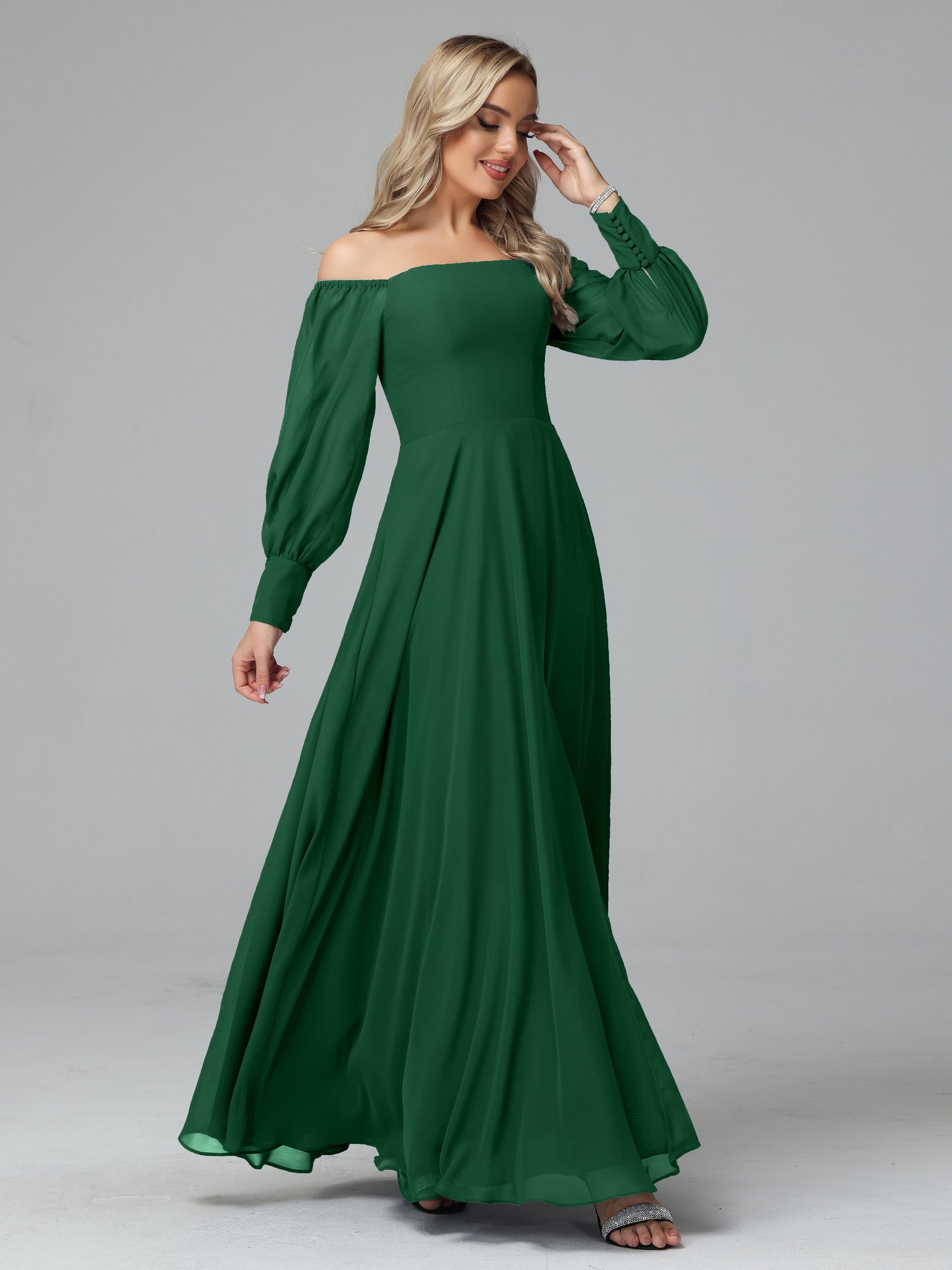 Mirabelle Off Shoulder Long Sleeves Chiffon Bridesmaid Dresses