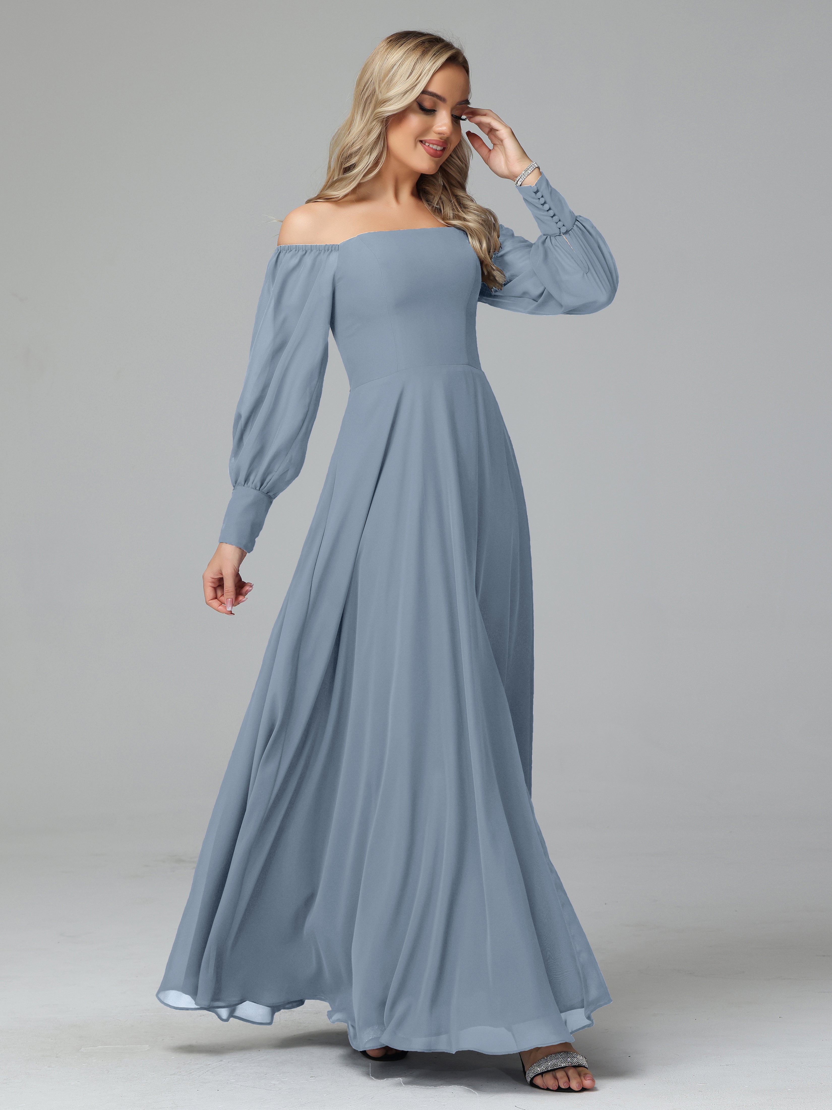 Mirabelle Off Shoulder Long Sleeves Chiffon Bridesmaid Dresses