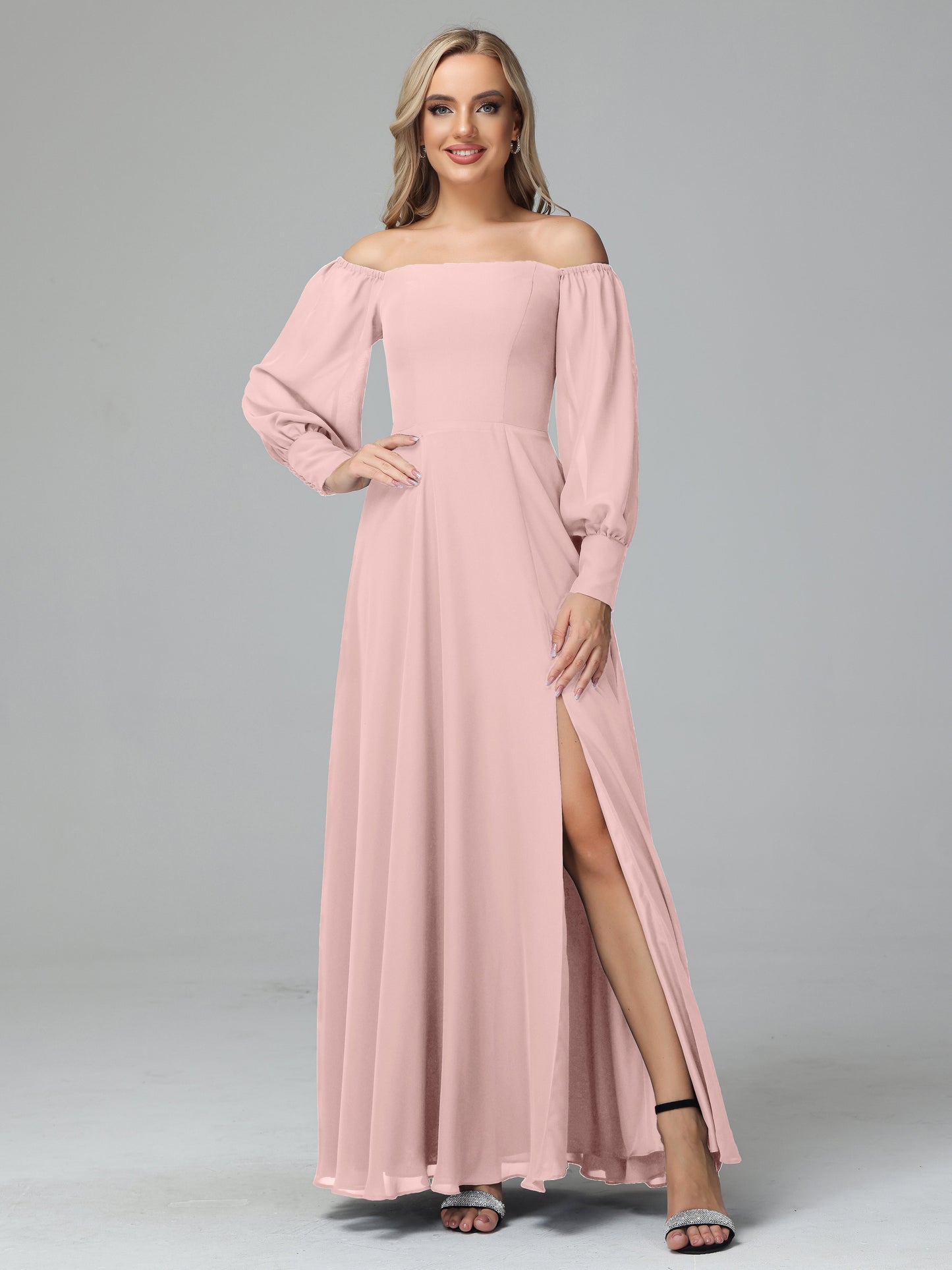 Mirabelle Off Shoulder Long Sleeves Chiffon Bridesmaid Dresses