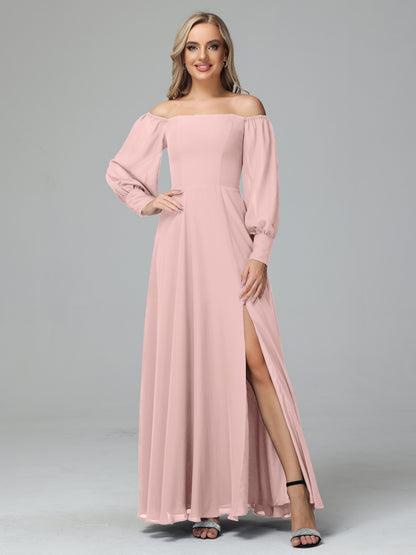 Mirabelle Off Shoulder Long Sleeves Chiffon Bridesmaid Dresses