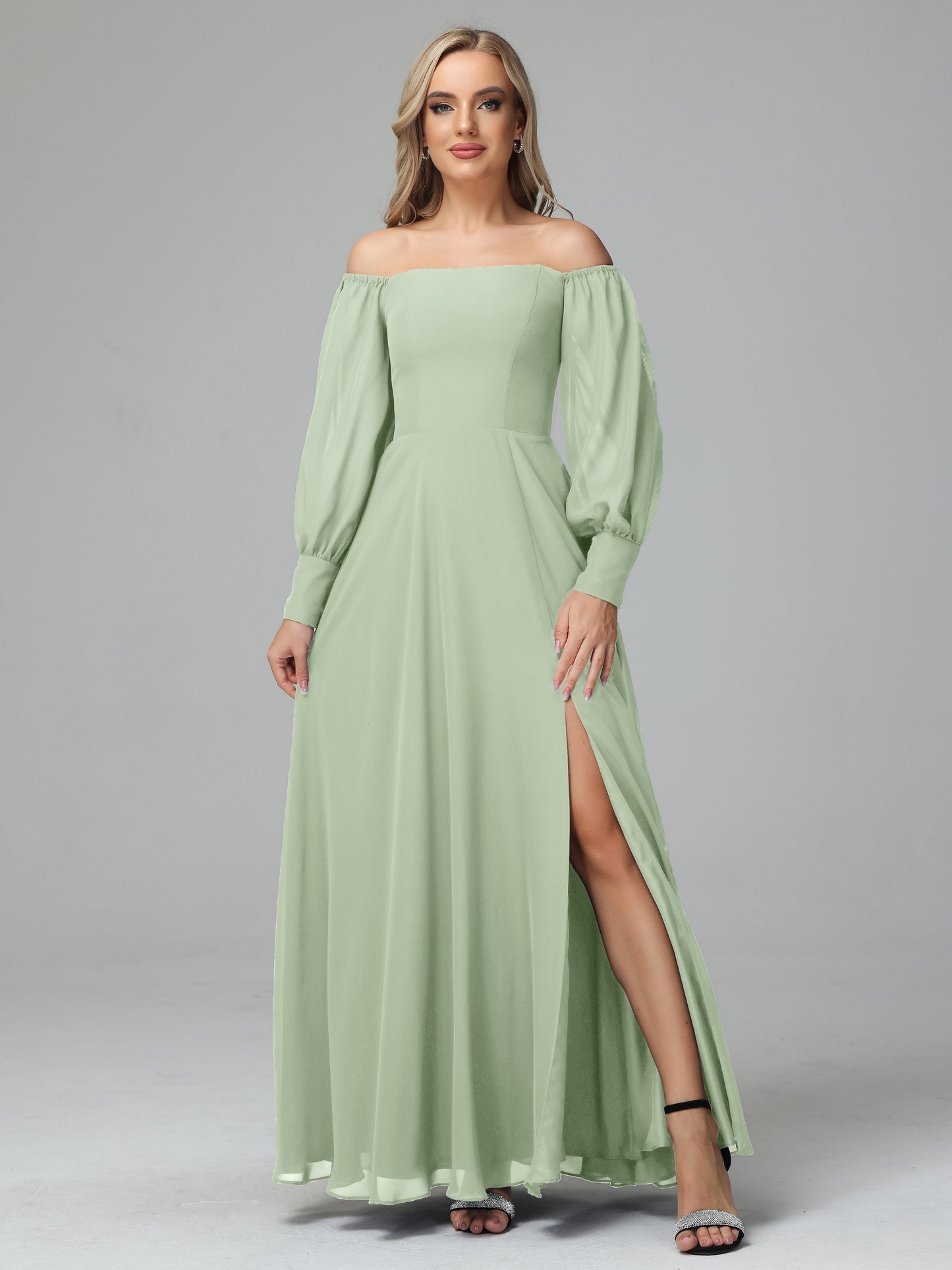Mirabelle Off Shoulder Long Sleeves Chiffon Bridesmaid Dresses