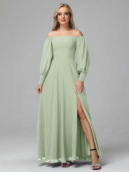 Mirabelle Off Shoulder Long Sleeves Chiffon Bridesmaid Dresses