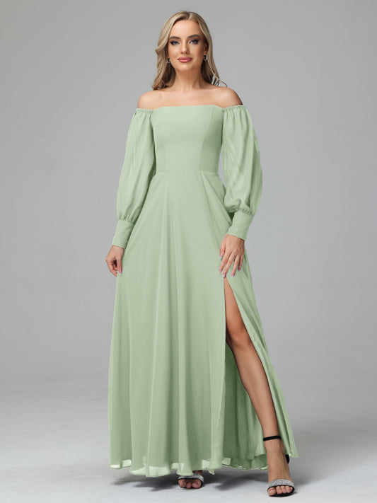 Mirabelle Off Shoulder Long Sleeves Chiffon Bridesmaid Dresses