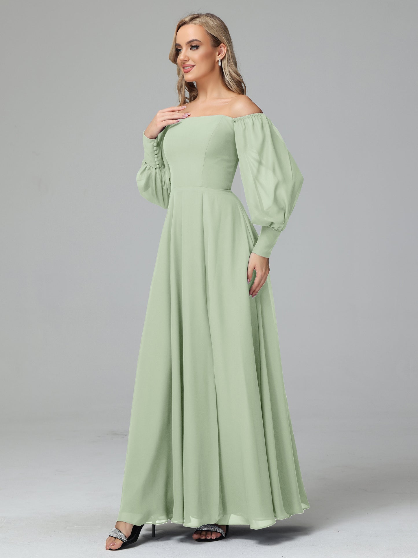 Mirabelle Off Shoulder Long Sleeves Chiffon Bridesmaid Dresses