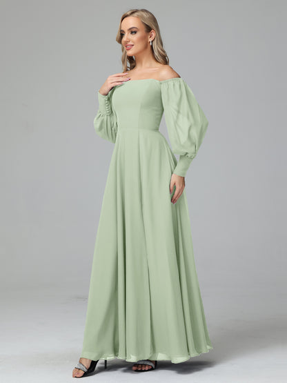 Mirabelle Off Shoulder Long Sleeves Chiffon Bridesmaid Dresses