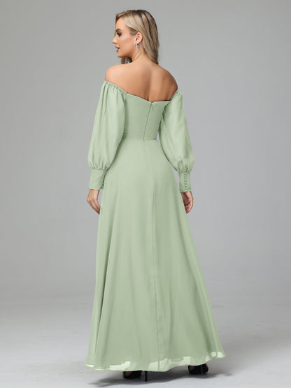 Mirabelle Off Shoulder Long Sleeves Chiffon Bridesmaid Dresses