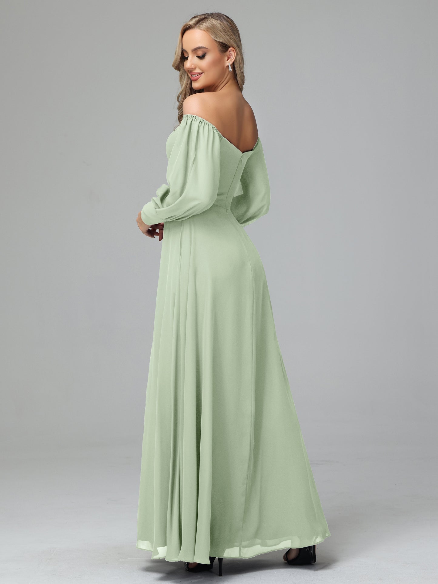 Mirabelle Off Shoulder Long Sleeves Chiffon Bridesmaid Dresses