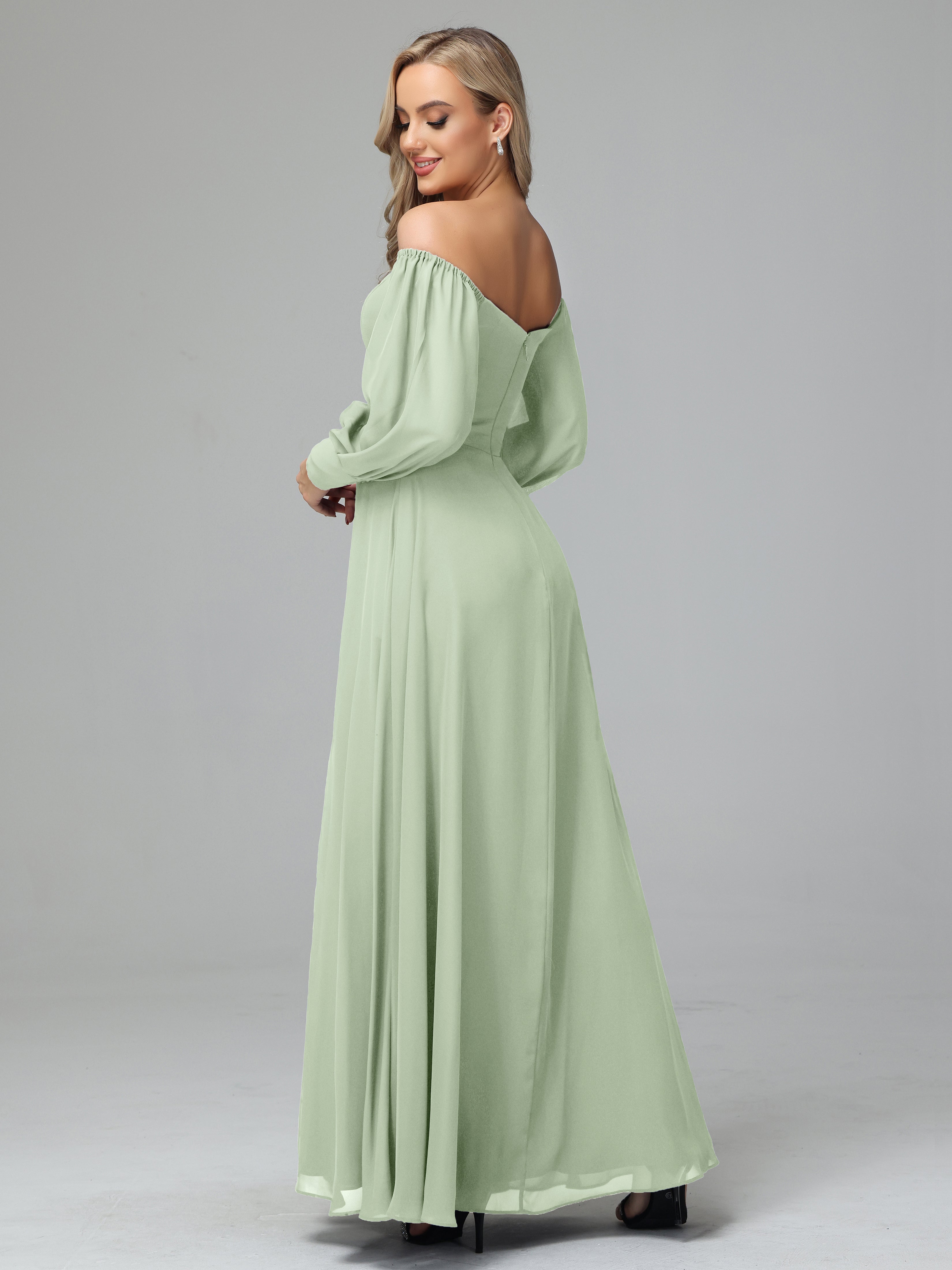 Mirabelle Off Shoulder Long Sleeves Chiffon Bridesmaid Dresses