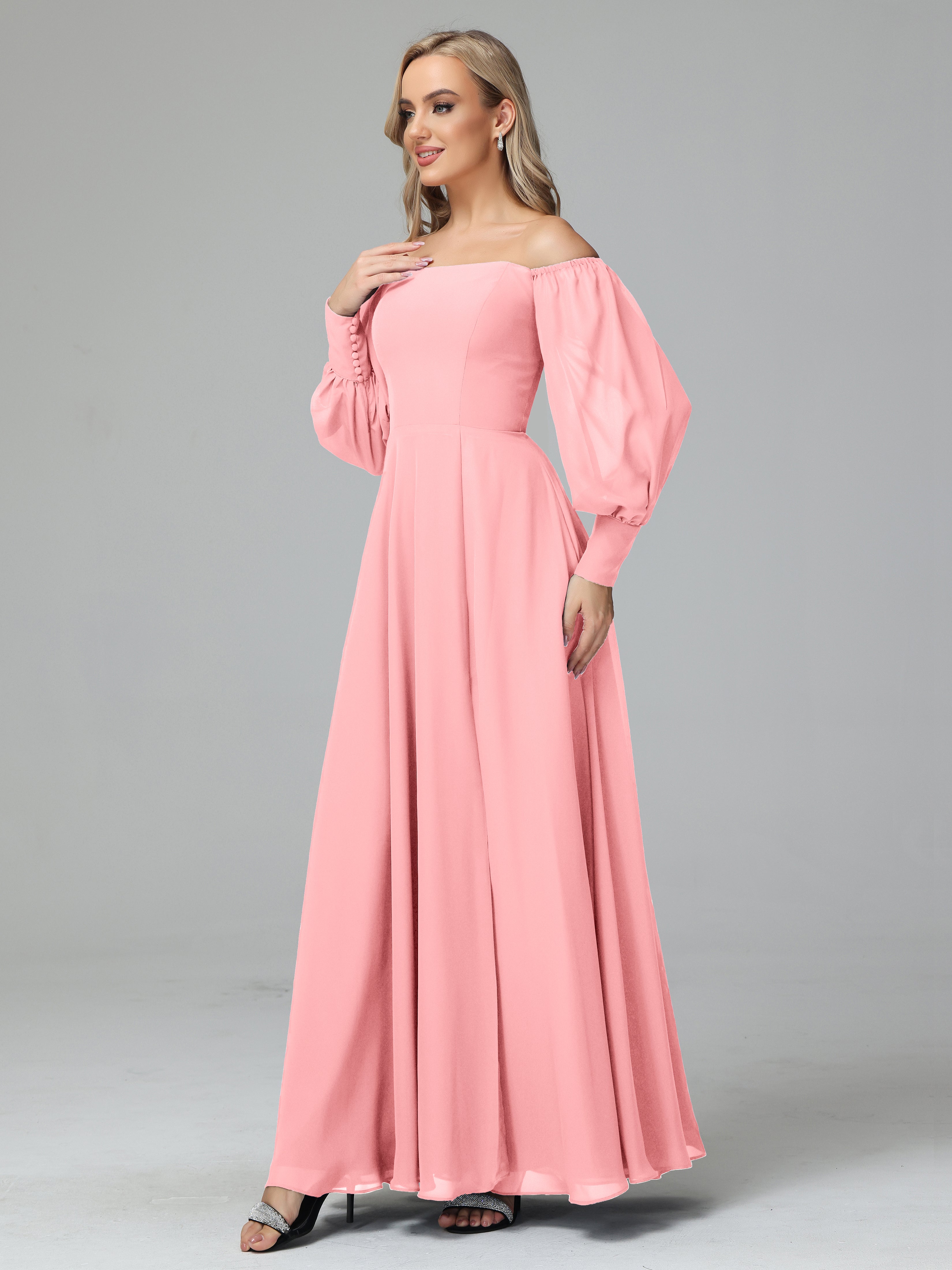 Mirabelle Off Shoulder Long Sleeves Chiffon Bridesmaid Dresses