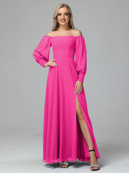 Mirabelle Off Shoulder Long Sleeves Chiffon Bridesmaid Dresses