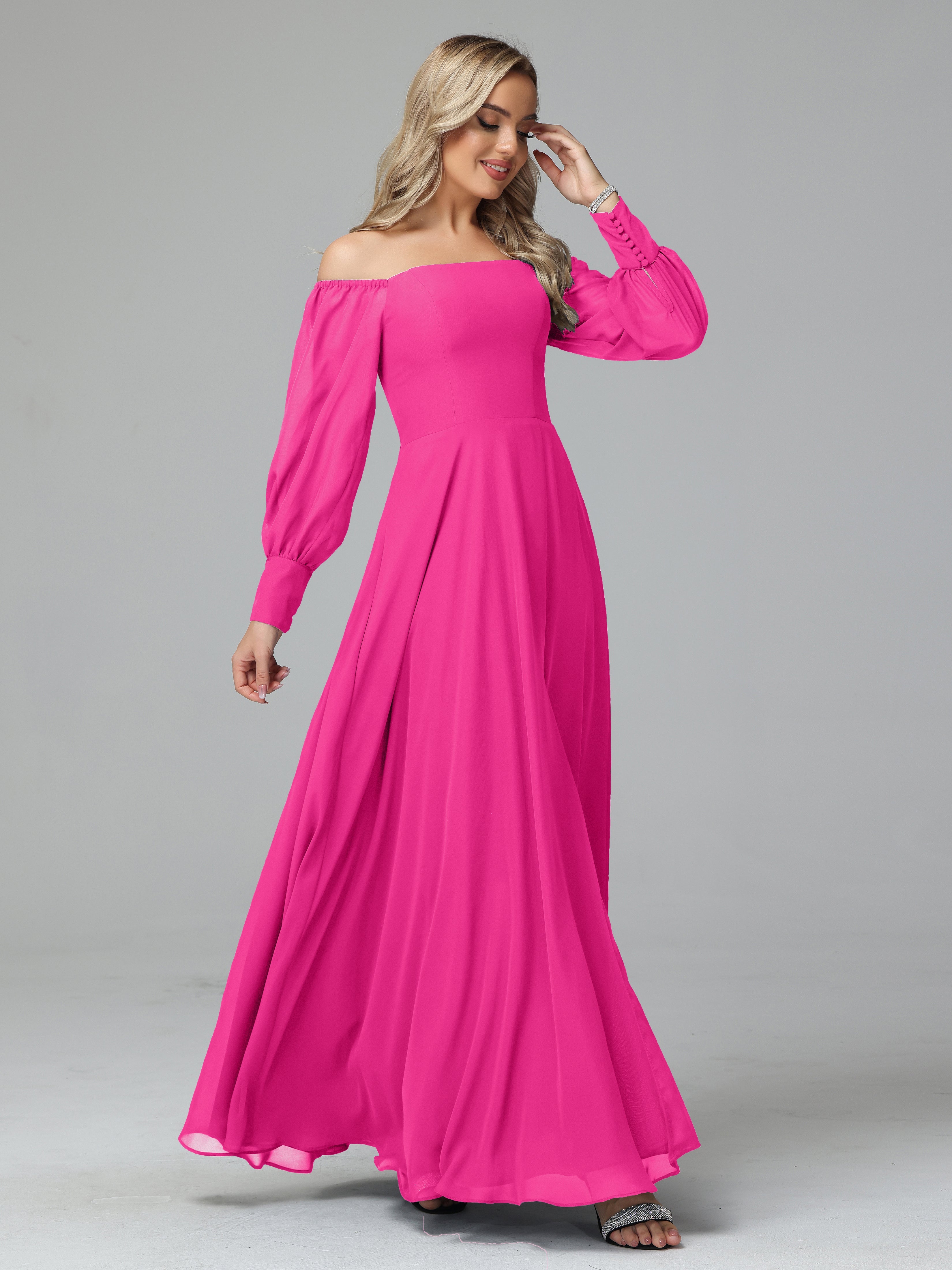 Mirabelle Off Shoulder Long Sleeves Chiffon Bridesmaid Dresses